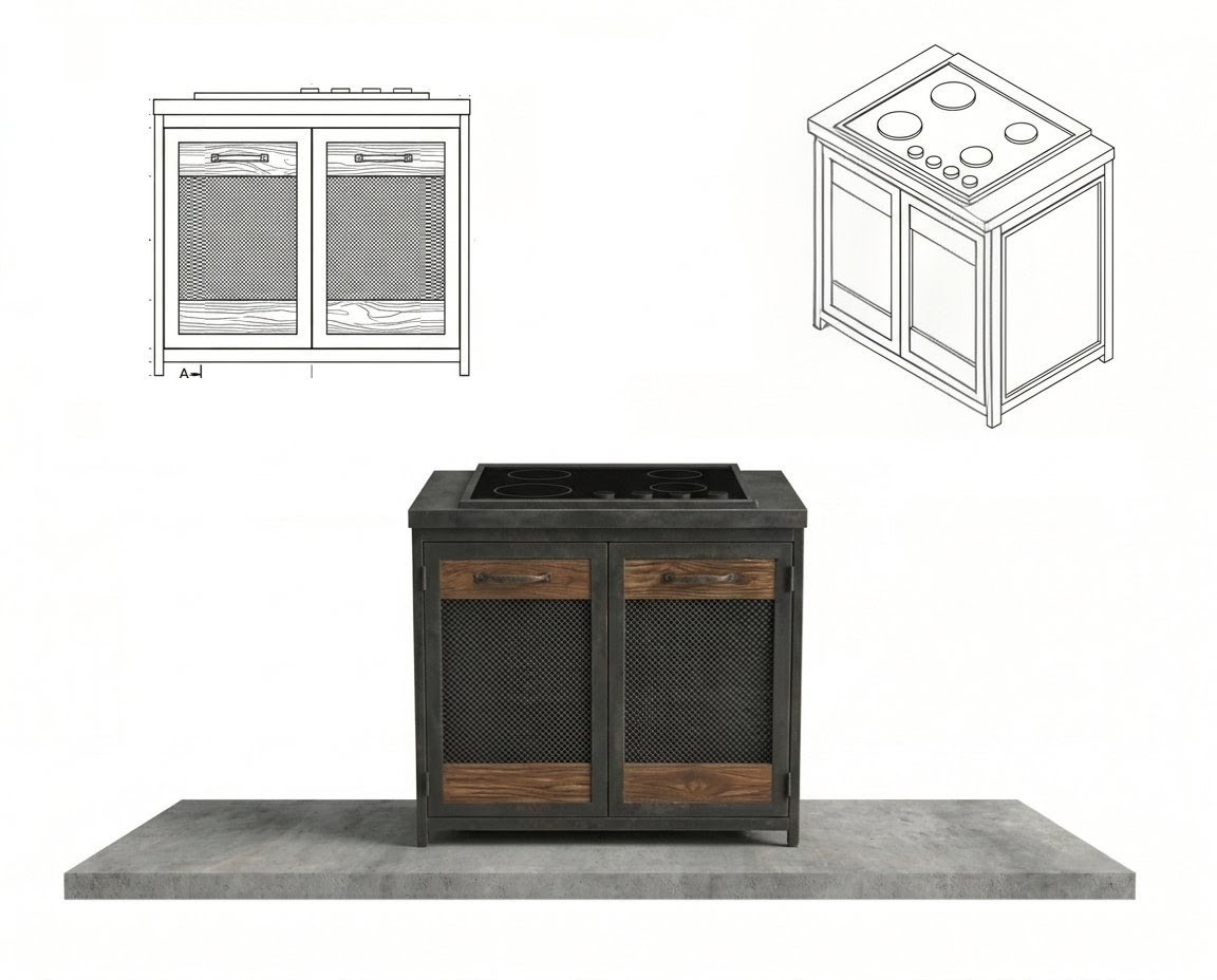 Module for gas / induction cooktop, 4 burners (80x60) showcase image