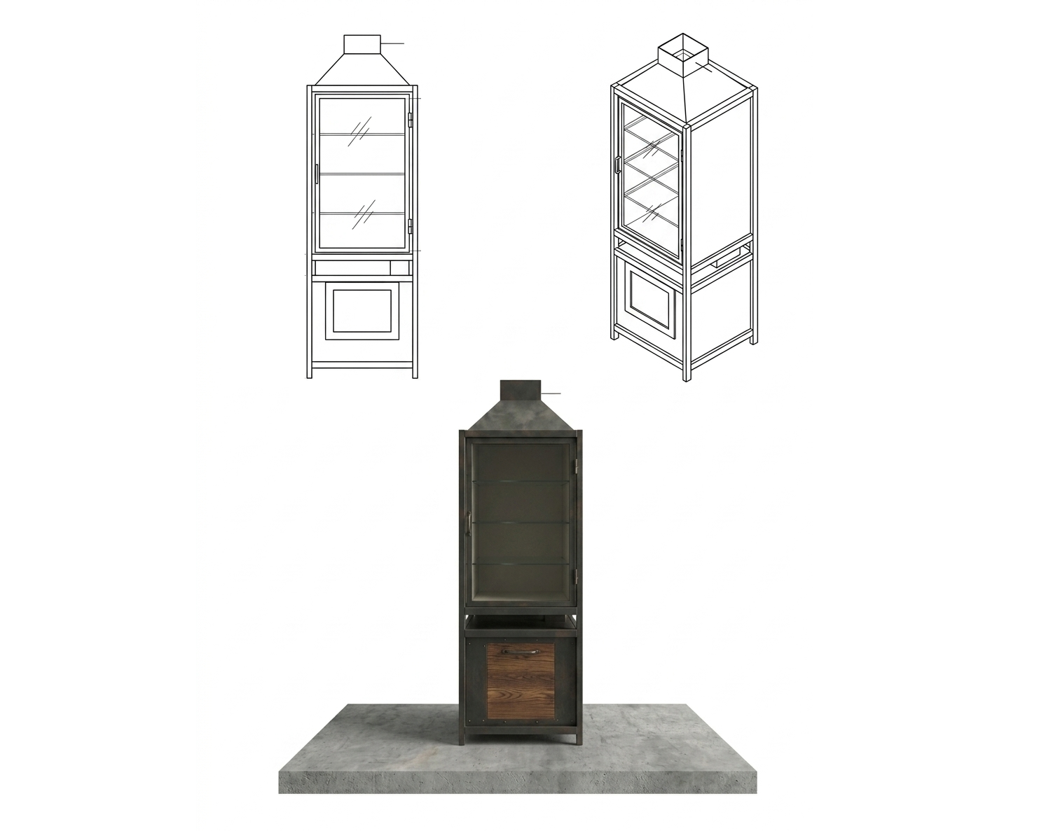 Vertical smoker module (60x60x180)