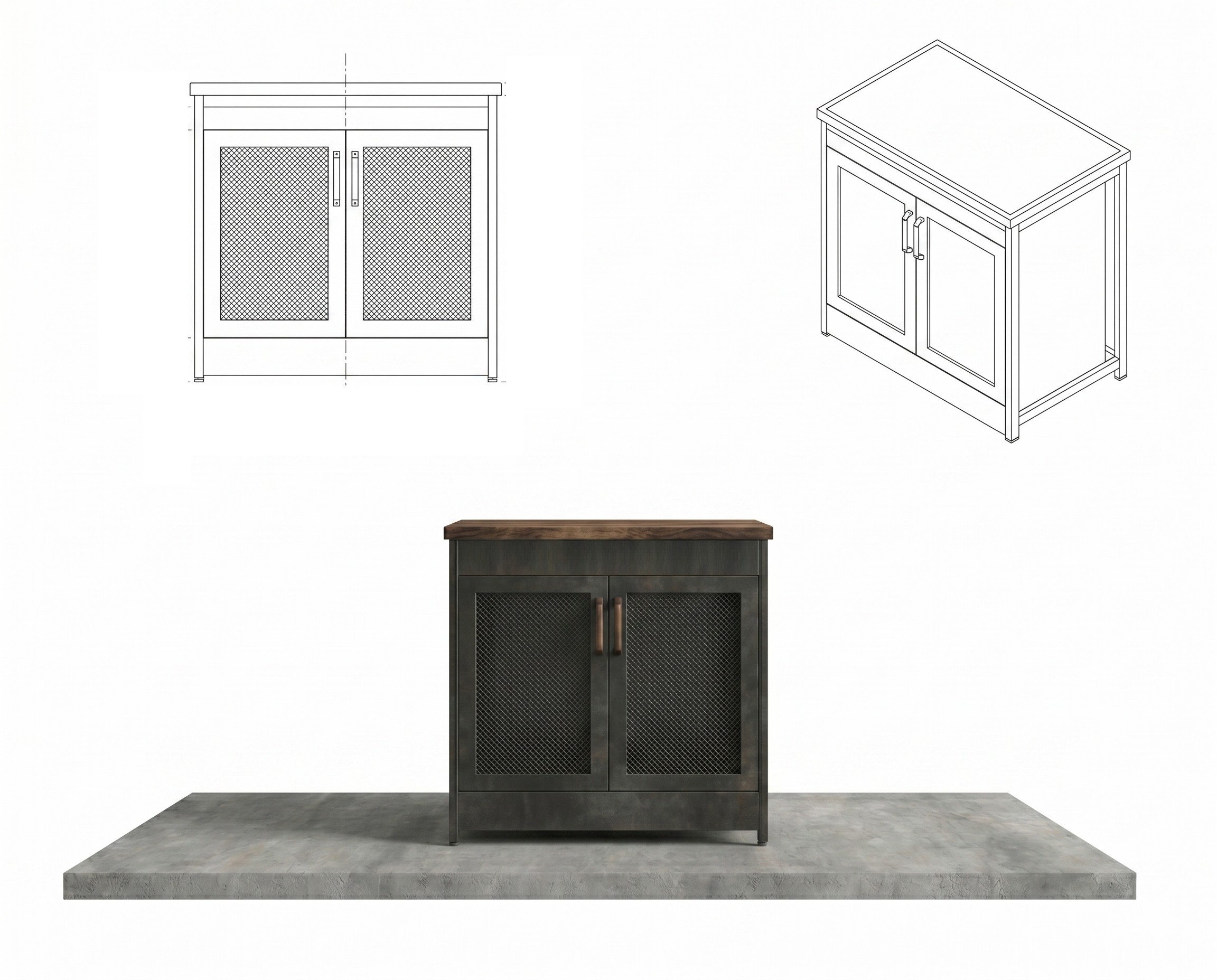 Fridge module with 2 doors (100x60)