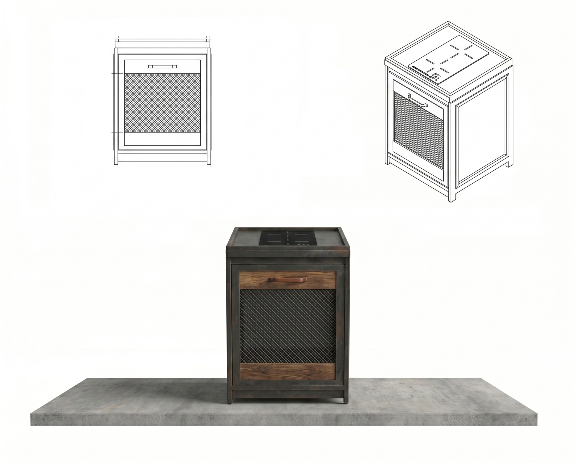 Module for gas / induction cooktop, 2 burners (60x60) showcase image